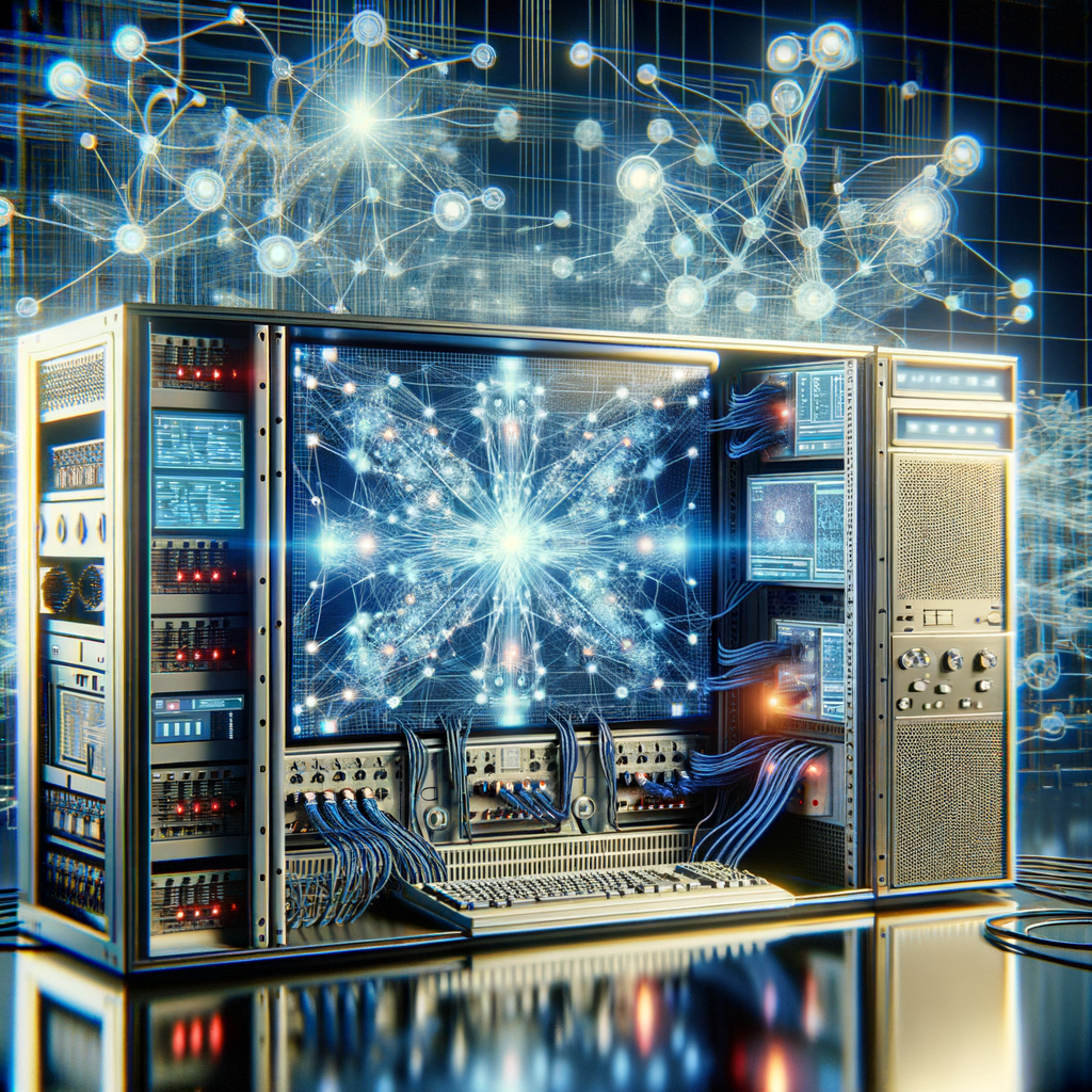 Maschine analysiert Datenströme mit neuronalen Netzwerken.