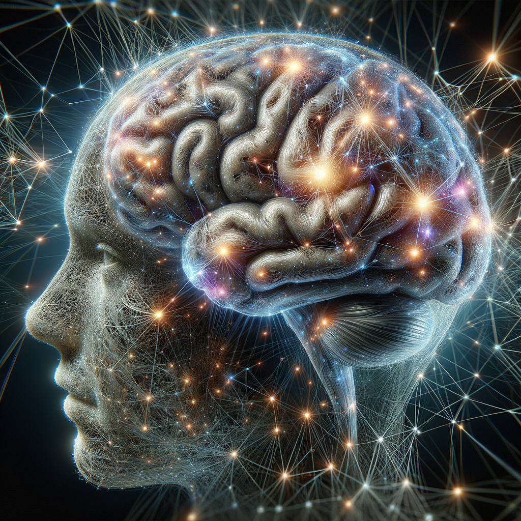 Menschliches Gehirn verschmilzt mit digitalen Netzwerken.