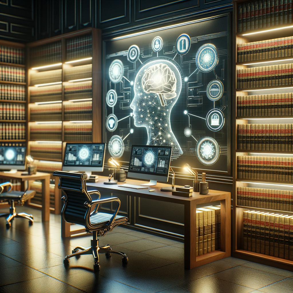 Moderne Kanzlei mit KI-gestützter Technologie.
