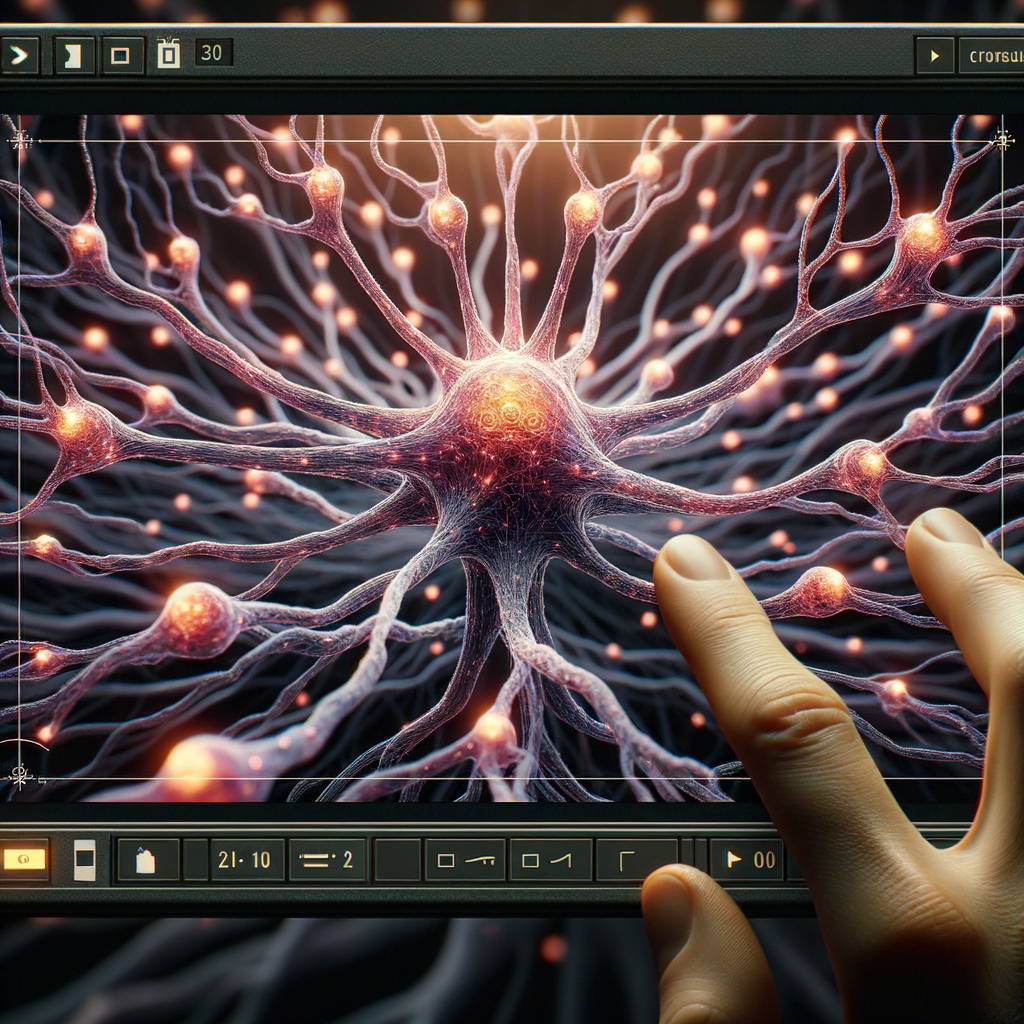 Neuronen-Netzwerk visualisiert mit digitalen Datenströmen.