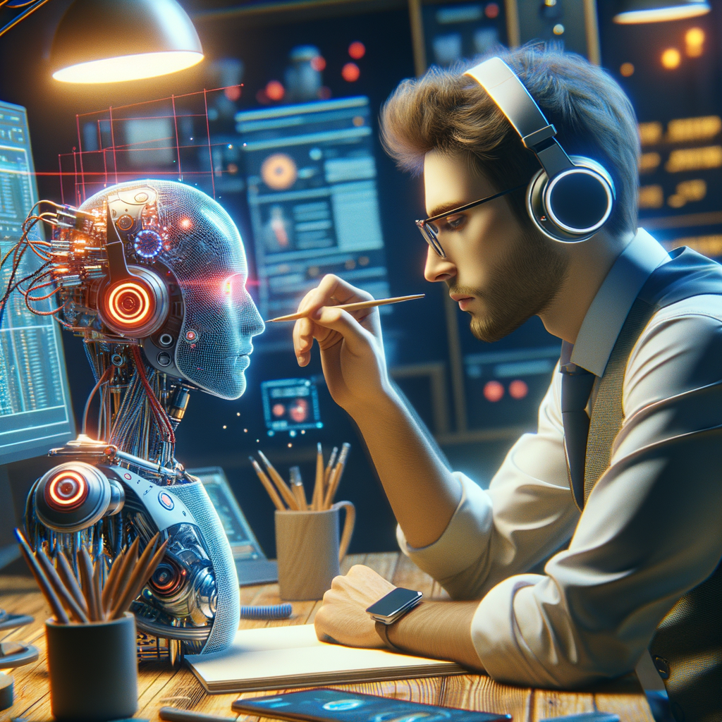 Selbständiger arbeitet effizient mit KI-Tools.