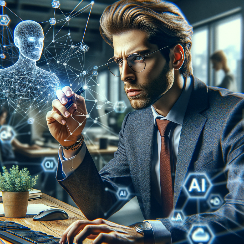 Selbständiger nutzt KI-Technologien für Geschäftsoptimierung.