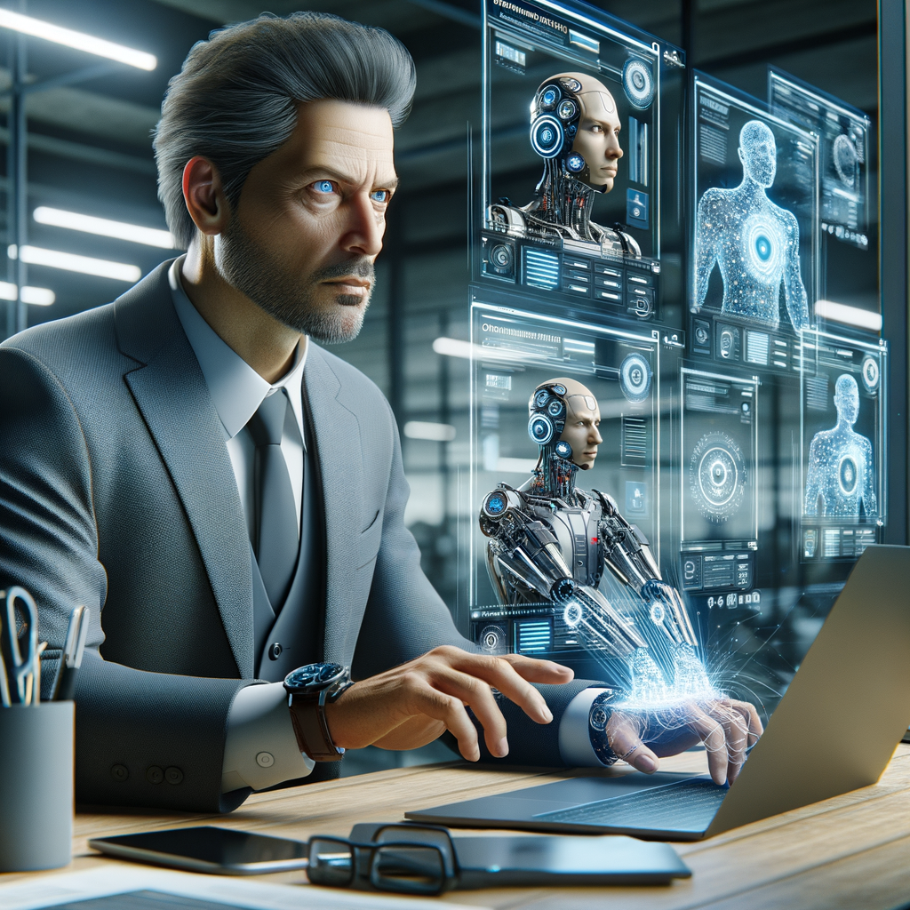 Selbständiger optimiert Geschäft mit KI-gestützter Technologie.