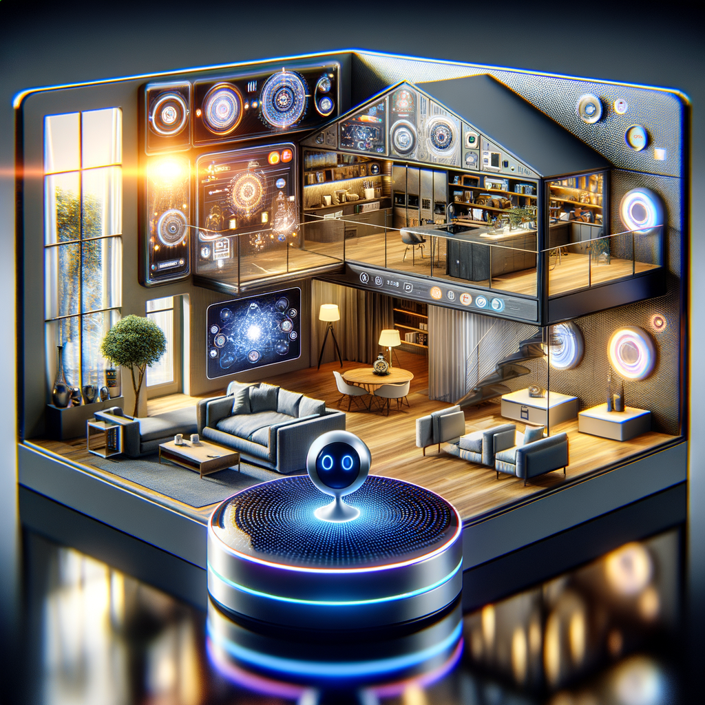 Smart Home mit KI-Assistenten und vernetzten Geräten.