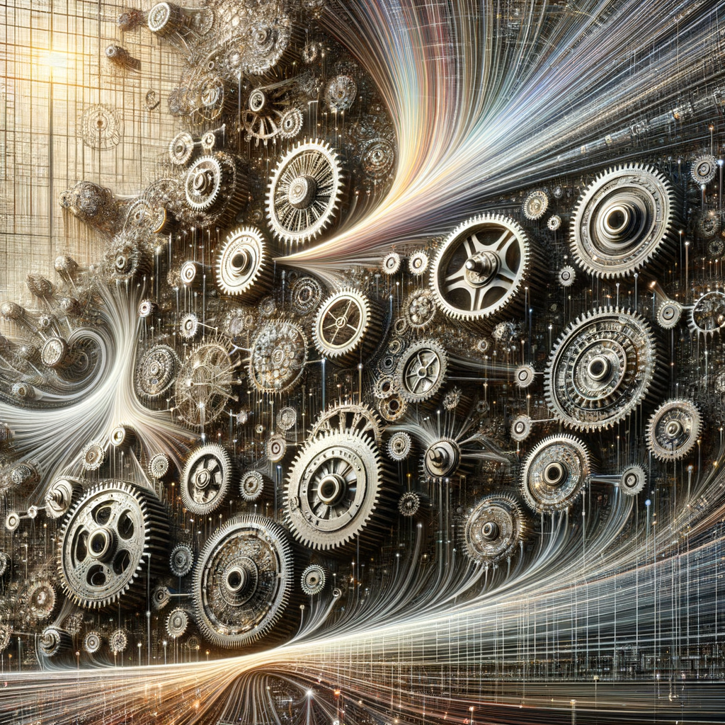 Algorithmus-gesteuerte Zahnräder, Datenströme und Entscheidungsbäume.