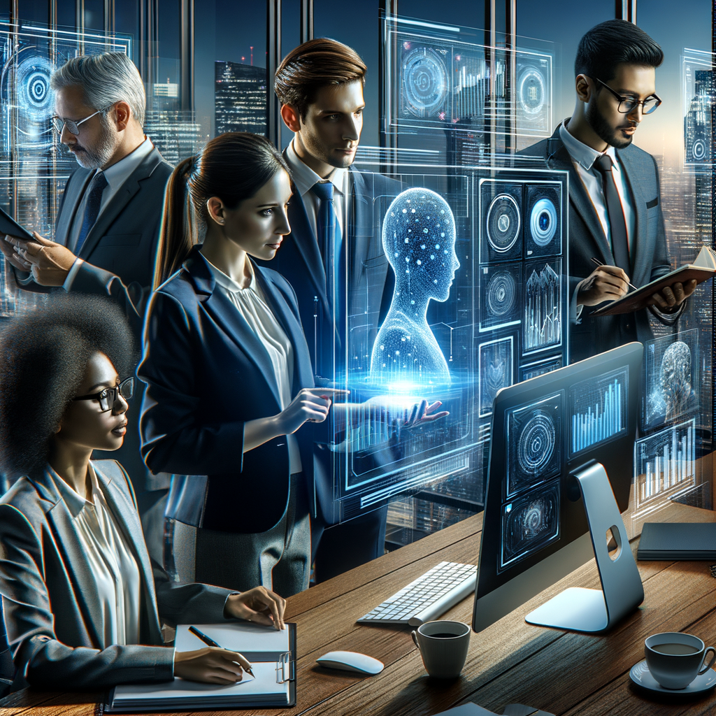 Geschäftsleute nutzen KI für effiziente Geschäftsoptimierung.