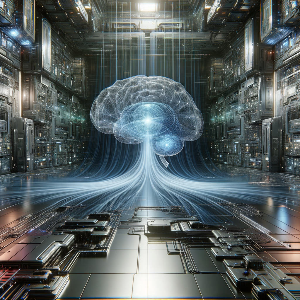 Kognitive Netzwerke verarbeiten Daten in futuristischer Umgebung.