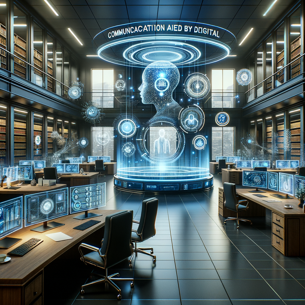 Moderne Kanzlei, KI-gestützte Kommunikation, digitale Effizienz.