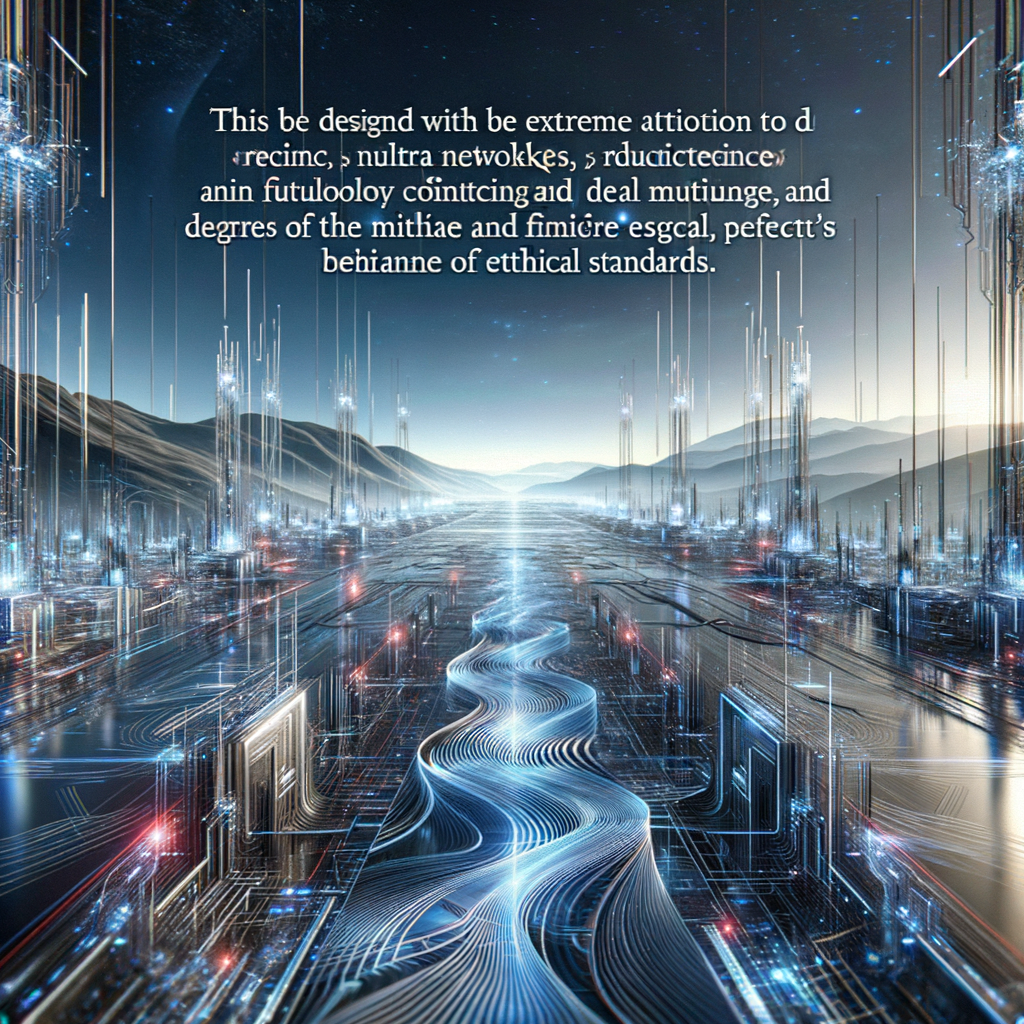 Neuronale Netze, Datenströme, futuristische Technologie, ethische Balance.