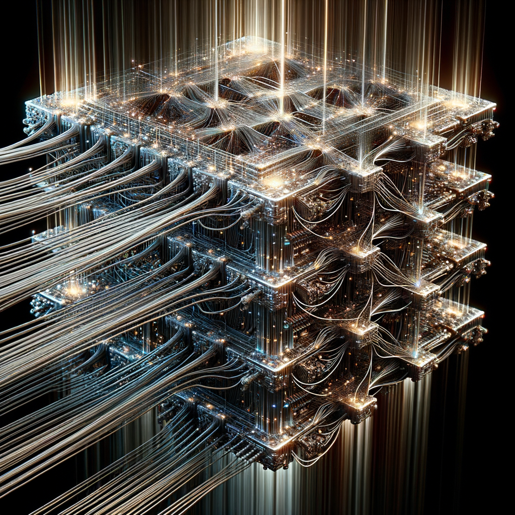 Neuronales Netz aus Schichten, Daten und Innovation.