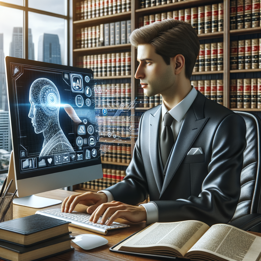 Rechtsanwalt interagiert mit KI-gestützter Software.