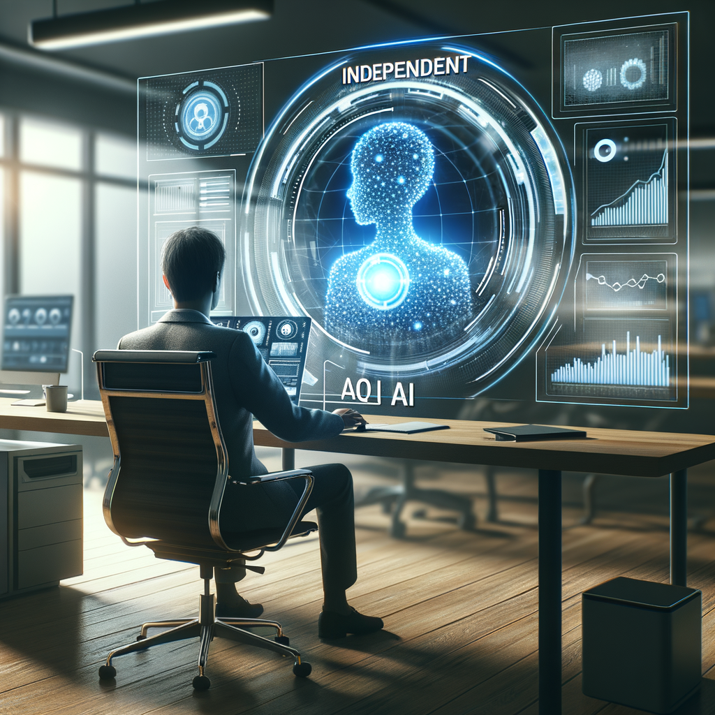 Selbständiger nutzt KI-Technologie für effiziente Geschäftsprozesse.