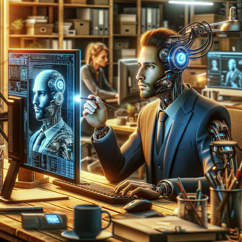 Selbständiger nutzt KI, um Effizienz zu steigern.