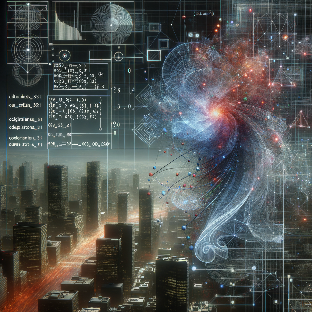 Algorithmen und Diagramme tanzen über komplexen Daten.