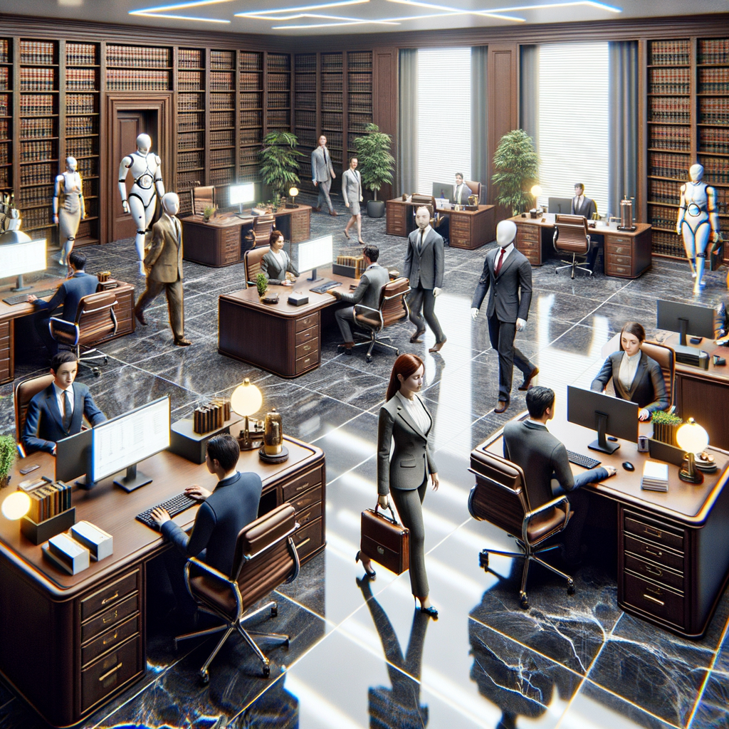Digitale Kanzlei mit AI-Avataren im Einsatz.
