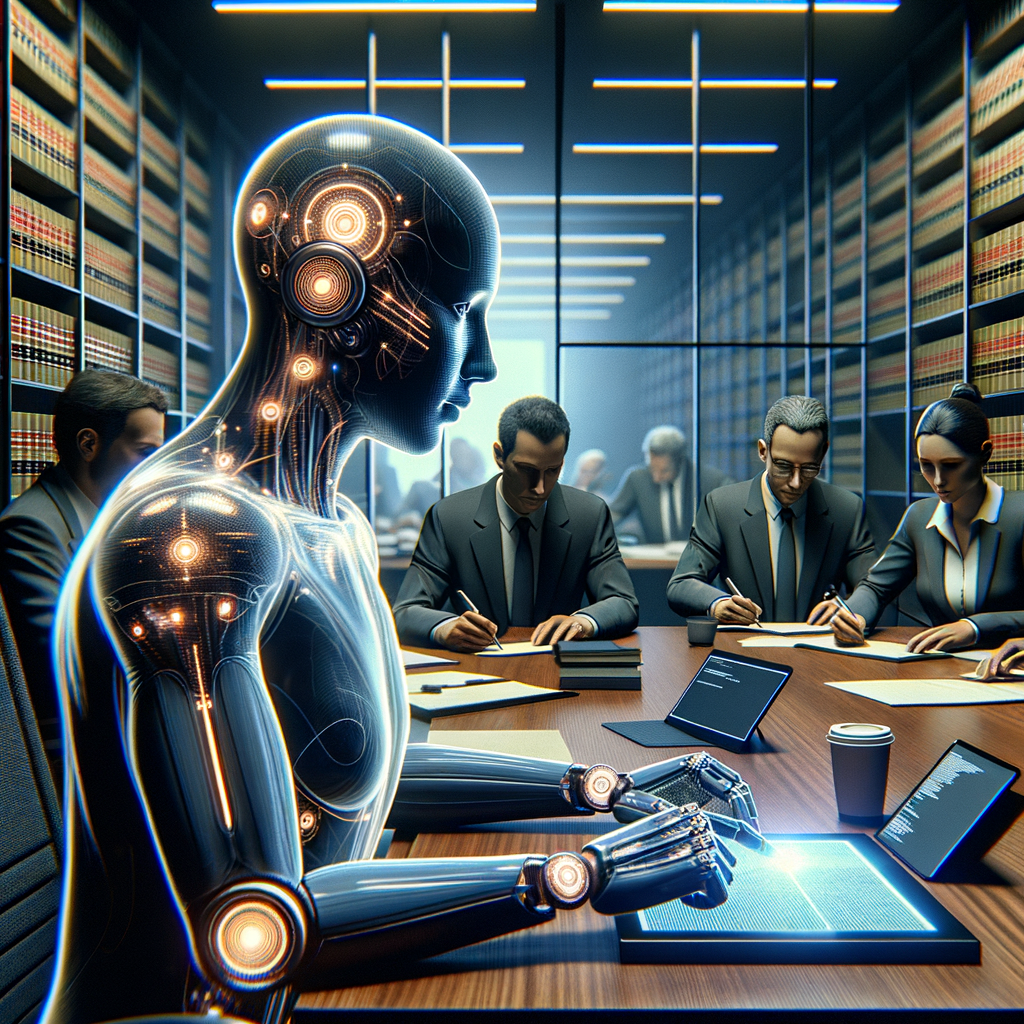 Digitale Rechtsberatung: KI-unterstützte Anwälte in Aktion.