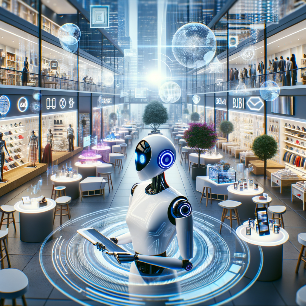 Digitale Shoppingwelt mit KI und Smart-Technologie.