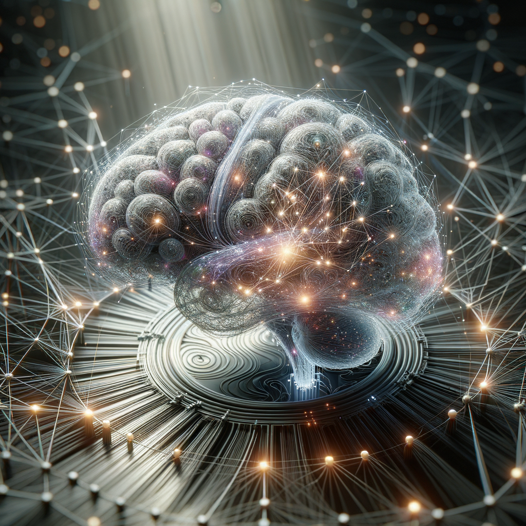 Künstliche Intelligenz vernetzt Daten in digitalem Gehirn.