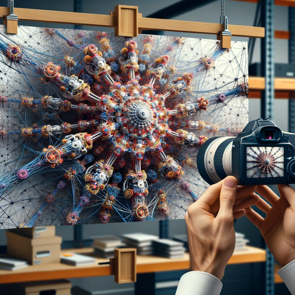 Maschine visualisiert komplexe Netzwerke der Wissensrepräsentation.