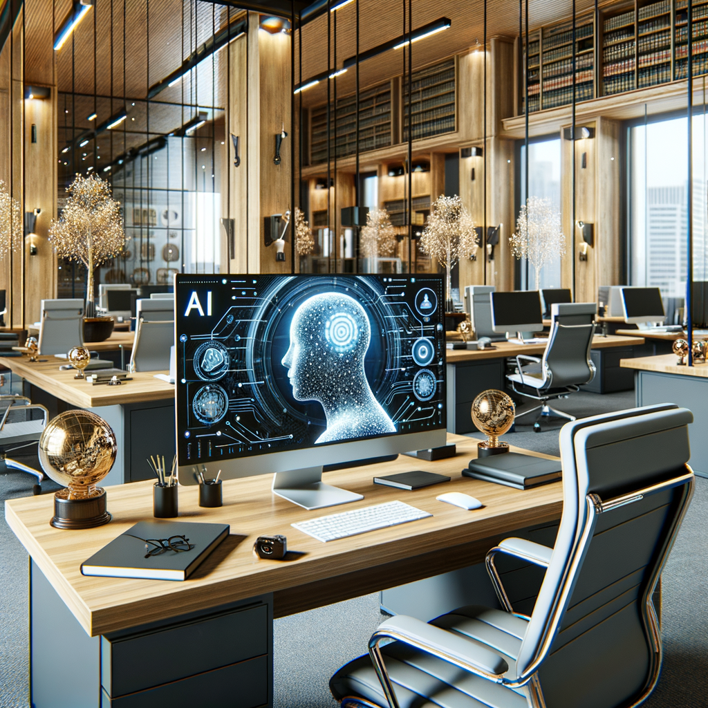 Moderne Kanzlei mit KI-gestützter Rechtssoftware.
