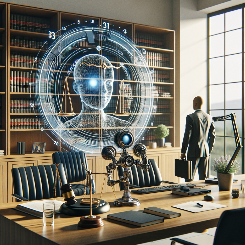 Moderne Kanzlei mit KI-gestützter Technologie.