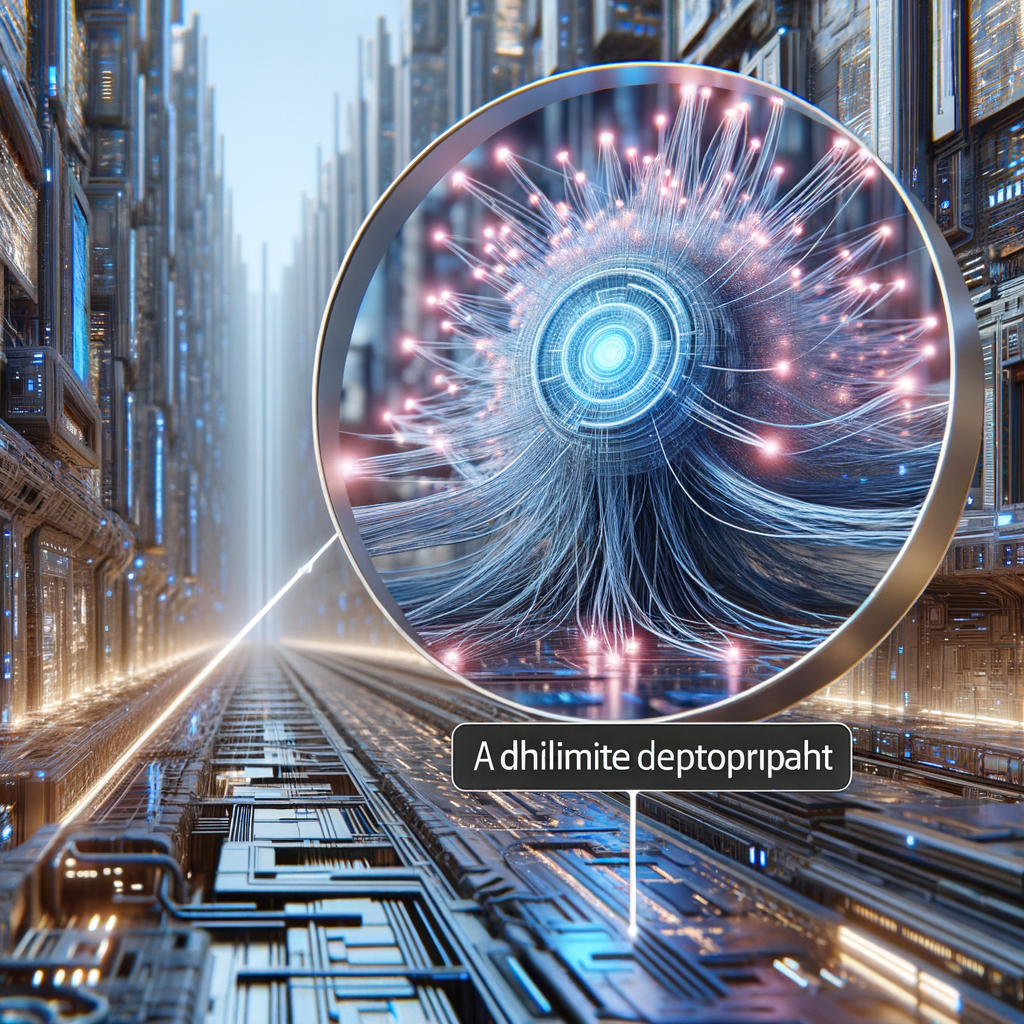 Neuronales Netz verknüpft Daten in futuristischer Umgebung.