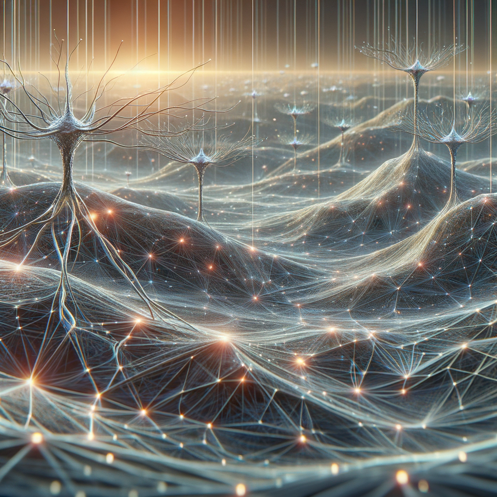 Neuronen verbinden sich, formen digitale Fortschrittslandschaft.