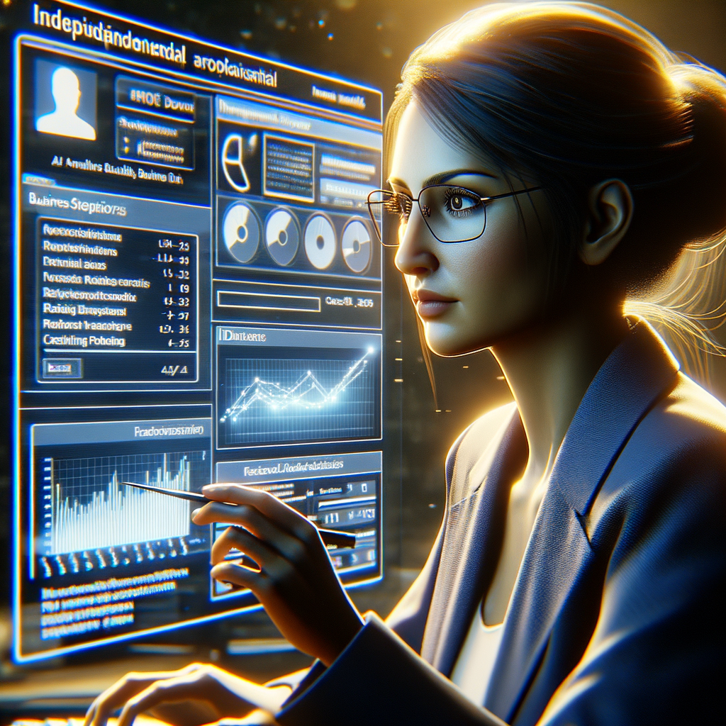 Selbständiger mit KI-Tools analysiert Geschäftsdaten effizient.