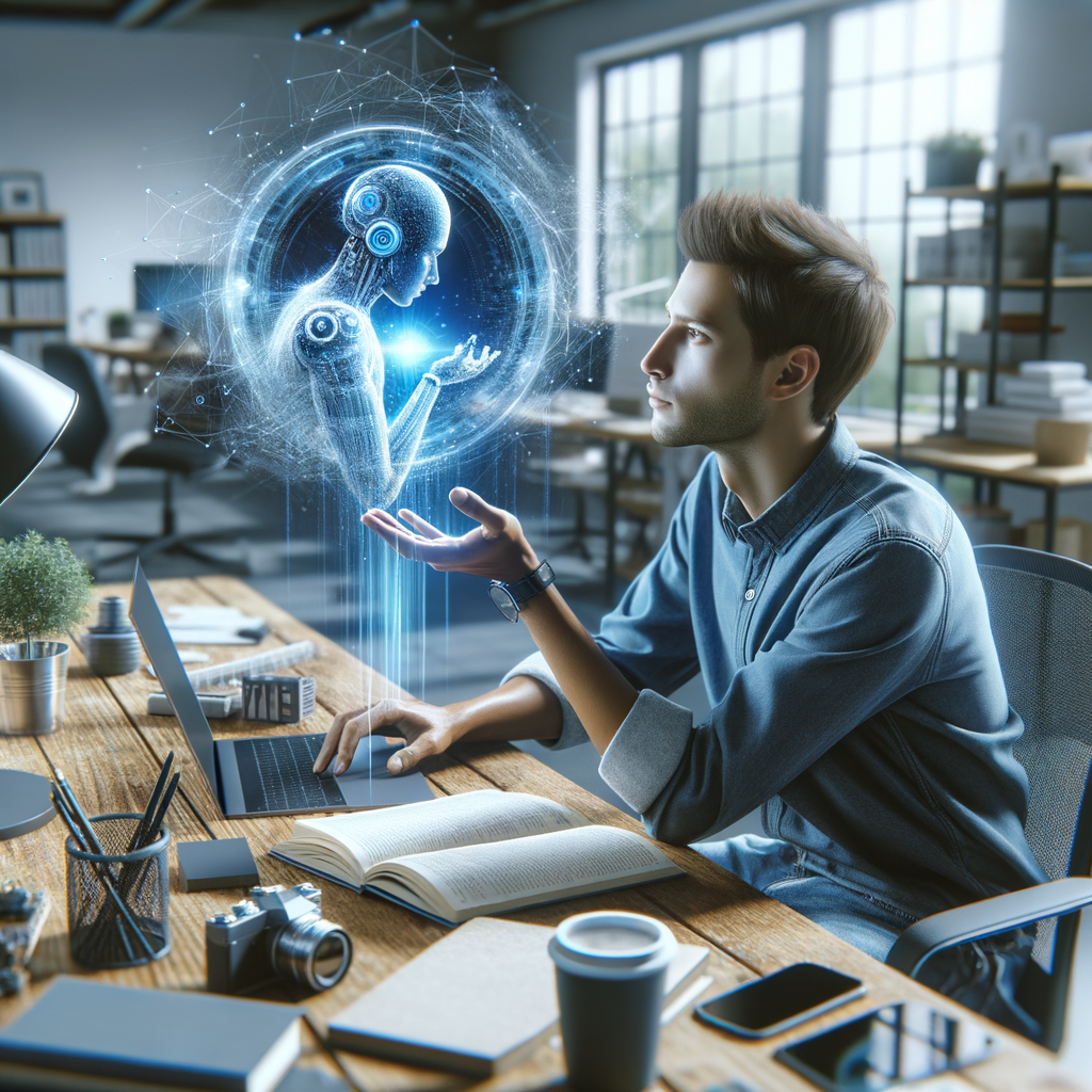 Selbständiger nutzt KI-Technologie für Geschäftsoptimierung.